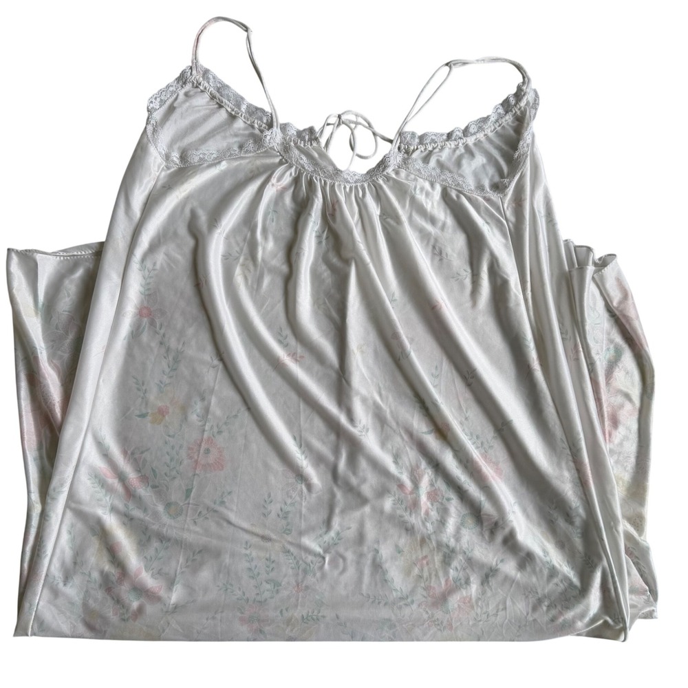 Vintage Coquette Floral Lace Trim Babydoll Nightgown